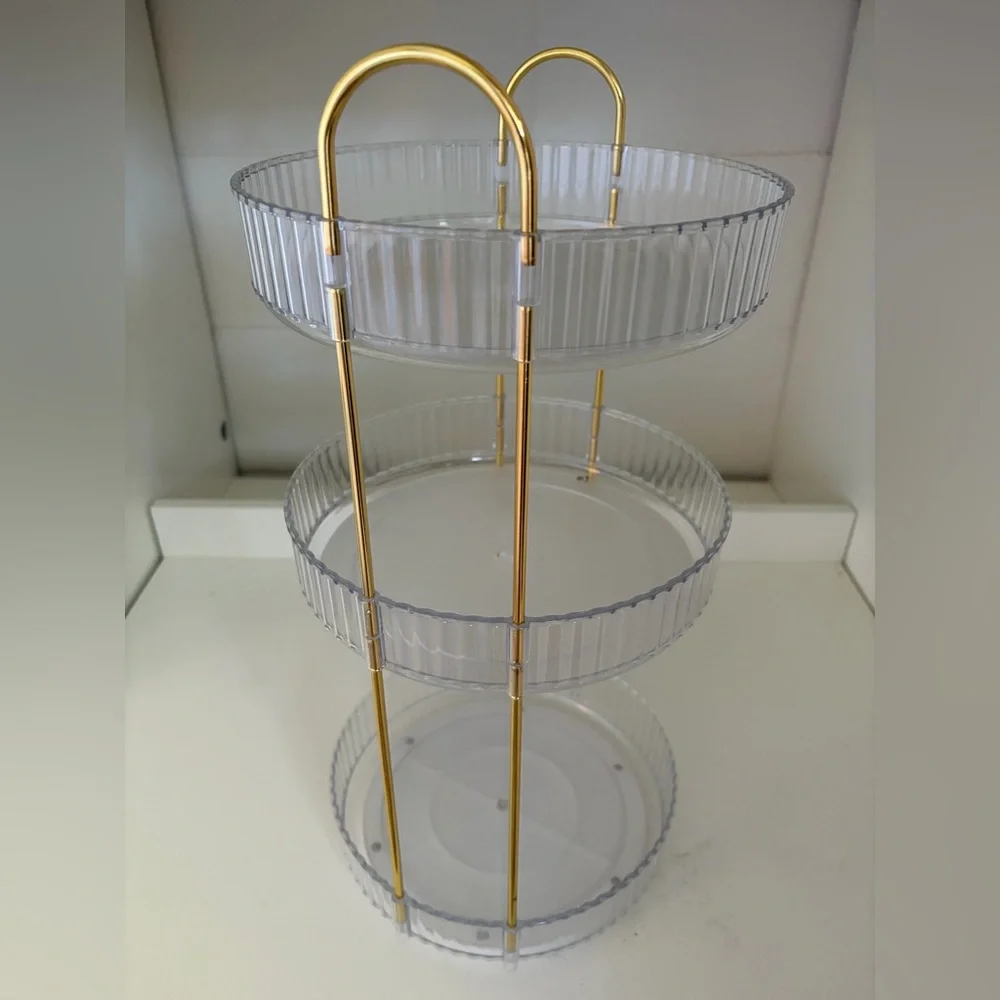Two-Tier Clear and Gold Serving Stand